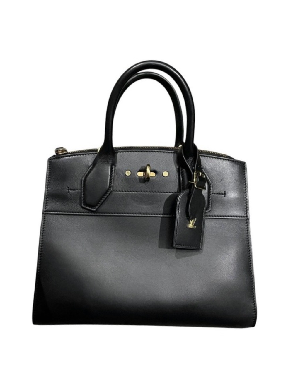 Louis Vuitton City Steamer PM Black Calfskin Leather Satchel Handbag M53028